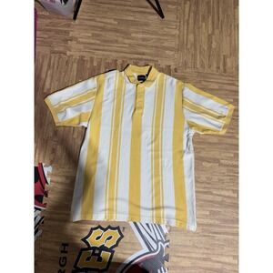 Yellow and White Striped Catalina Cotton Knit Vintage Polo Men's Large‎